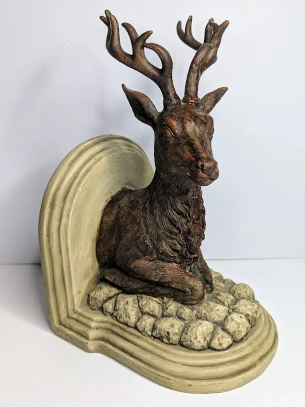 Rustic Deer Stag Buck Bookend Statue Cabin Lodge Woodland Decor